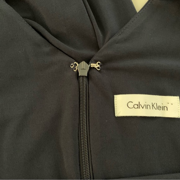 “Calvin Klein” Navy Long-Sleeve Polyester Jersey Knit Maxi-Dress size 14 - Picture 10 of 12